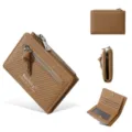Women short wallet brown multi card slot zipper coin purse stylish compact daily coin organizer - Brown