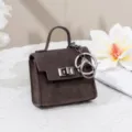 Retro Mini Handtasche Schlüsselanhänger stilvoll braune Geldbörse Metallverschluss Zubehör - Kaffeebraun