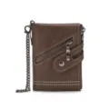 Herren Vintage kurzer brauner Geldbeutel mit Kette und mehreren Kartenfächern. - Hellbraun