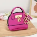 Mini Kuppel Handtasche Schlüsselanhänger tragbare Lippenstift Kopfhörer Münzbörse Anhänger rosa - Fuchsia