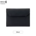 RFID Schutz dreifach gefalteter Reisepass Halter in Schwarz Leder Reisebrieftasche. - Schwarz