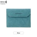 Portafoglio passaporto RFID pieghevole organizzatore documenti da viaggio pelle blu - Blu