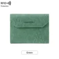 Porta passaporto verde RFID portafoglio da viaggio pieghevole a tre ante con tasche. - Verde