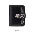 Schwarze Damen Kurzbrieftasche mit Leopardenmuster Kartenhalter Akkon Design Mode Tasche - Schwarz