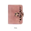 Rosa Retro PU-Leder Kurzgeldbörse mit stylischem Leo-Muster Riemen und Kartenfächern. - Rosa