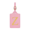 Etichetta per valigia in pelle PU rosa con lettera Z dorata, elegante accessorio da viaggio chic. - Rosa Z