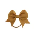 Elastico per capelli con fiocco in grosgrain per bambini, dettaglio colore cammello. - Khaki (16#)
