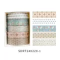 Dekoratives Washi-Tapes-Set mit Vintage-Karomustern und Blumen für Tagebuch und Basteln. - Stil 1 (SDRT240220-1)