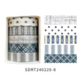 Japanese style washi tape set, aesthetic planner decoration tapes, grid pattern designs for journals. - Style 8 (SDRT240220-8)