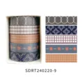 Set of Japanese style cute plaid and floral washi tapes for bullet journal decorating. - Style 9 (SDRT240220-9)