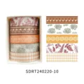 Salt style ins washi tape set, Japanese decorative grid and floral patterned masking tape rolls. - Style 10 (SDRT240220-10)