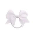 Dettaglio in primo piano del fiocco per capelli in nastro bianco con elastico per acconciatura. - Bianco Puro (10#)
