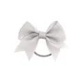 Detailed close-up of a elegant grey grosgrain ribbon bow hair tie with exquisite swallowtail ends. - Light Gray (4#)