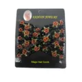 Beaded magic hair comb with double combs and elastic rose flower design for stylish updos. - Orange
