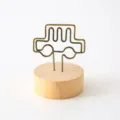 Holzsockel Metalldraht Notizhalter kreativer Desktop Foto Kartenhalter rustikaler Stil - Auto