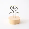 Holzsockel Bronzedraht Blume Memo Foto Clip Halter fuer Schreibtisch Deko rustikal - Blume