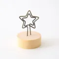 Holzsockel Stern Draht Foto Notizhalter Büro Tischkarte Halter Memo Display Dekoration. - Pentagramm