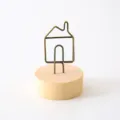 Runder Holzsockel Notizhalter mit süßem Hausdraht-Design für Tischdekoration im Alltag. - Haus