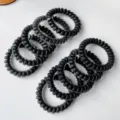 Black gradient telephone wire hair ties, highly elastic minimalist spiral hair bands for daily styling. - 1 Piece Pack / Black