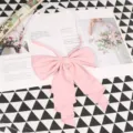 Pink JK uniform bow detail, large collar bowknot with elastic strap, sweet college style. - 004