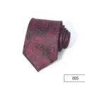 Detail view of mens business necktie with classic red and black paisley pattern. - Color 005