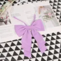 Purple JK uniform bow tie detail, solid color large bow with elastic strap for shirt college style. - 006