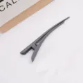 Large matte grey duckbill hair clip detail, non-slip salon sectioning styling hair accessory pin. - Blue Gray