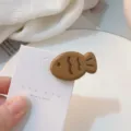 Jolie pince à cheveux taiyaki marron mignon clip de frange de dessin animé pour femmes filles - Café