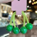 Children's candy color green ball hair rubber band cute hair accessories for girls daily wear - Green
