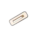 Minimalist rectangular hair clip detail showcasing clean metallic finish and sleek edges. - Cream White Hollow Rectangle
