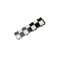 Black and white checkerboard hair clip detail showing the unique scalloped edge design. - Checkerboard Square