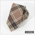 Brown Plaid Men Tie Detail View 6cm Business Casual Polyester Necktie Fashion Accessory - Color 006