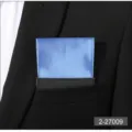 Men solid blue pocket square detail view, premium satin fabric suit chest handkerchief insert. - Blue
