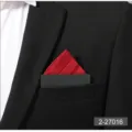Men's business pocket square with red pleated design and card insert for suits and formal wear - Burgundy