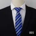 Classic blue striped men's business tie, perfect for formal occasions, weddings and daily work. - Style 005