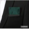 Men's dark green pre-folded pocket square suit accessory detail view for formal business wear. - Dark Green