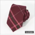 Business casual burgundy plaid necktie, classic grid pattern men's tie for daily wear. - Color 009