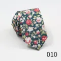 Men's cotton floral skinny necktie 6cm slim casual business fashion stylish floral printed neck tie. - Color 010