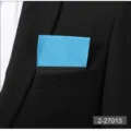 Blue pocket square detail view, pre-folded suit accessory for men's business wear. - Bright Blue