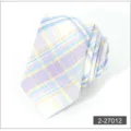 Men business casual 6cm plaid necktie blue yellow purple patterned polyester tie for men - 012