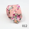 Men's vintage pink floral cotton necktie 6cm slim arrow tie for business casual wear - 012
