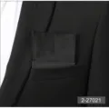 Men's black pocket square suit chest handkerchief detail view business formal accessory. - Black