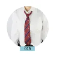Classic red and blue striped JK uniform tie with delicate crest details for stylish daily outfits. - Color 015