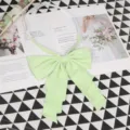 Light green fabric bow tie detail, elegant JK uniform collar accessory for daily wear. - 009