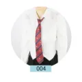 Detail view of the JK style striped zipper tie paired with white shirt for daily wear. - Dark Blue 004