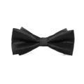 Primo piano sui dettagli di un papillon nero strutturato classico per abiti formali. - Nero