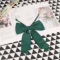 Dark green solid color large bow tie JK uniform shirt collar accessory basic college style - 011
