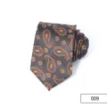 Detailed close-up of the elegant black and orange paisley pattern men's business necktie. - Color 009