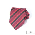 Classic red and black diagonal striped mens business necktie close-up detail display shot. - Color 010