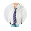 Detailed view of a striped JK uniform necktie with a white shirt for daily wear. - Color 010